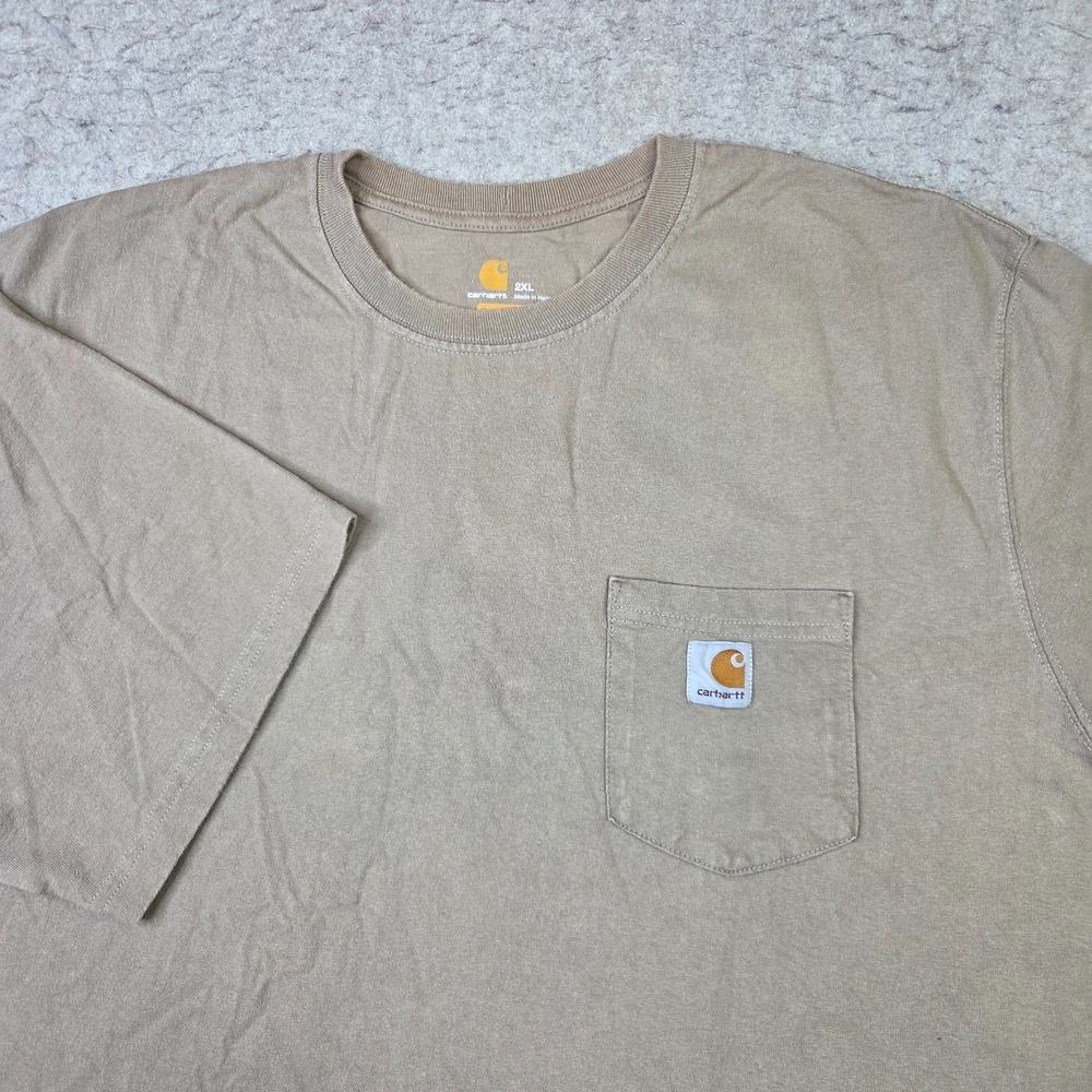 Carhartt K87 Mens 2XL Original Fit Pocket T-Shirt Heather Brown Short Sleeve Tee